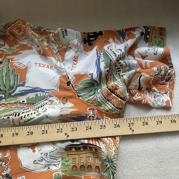 Vintage 90s Reyn Spooner UT Longhorns Shirt Men XL Orange NCAA Football Hawaiian - Picture 11 of 13